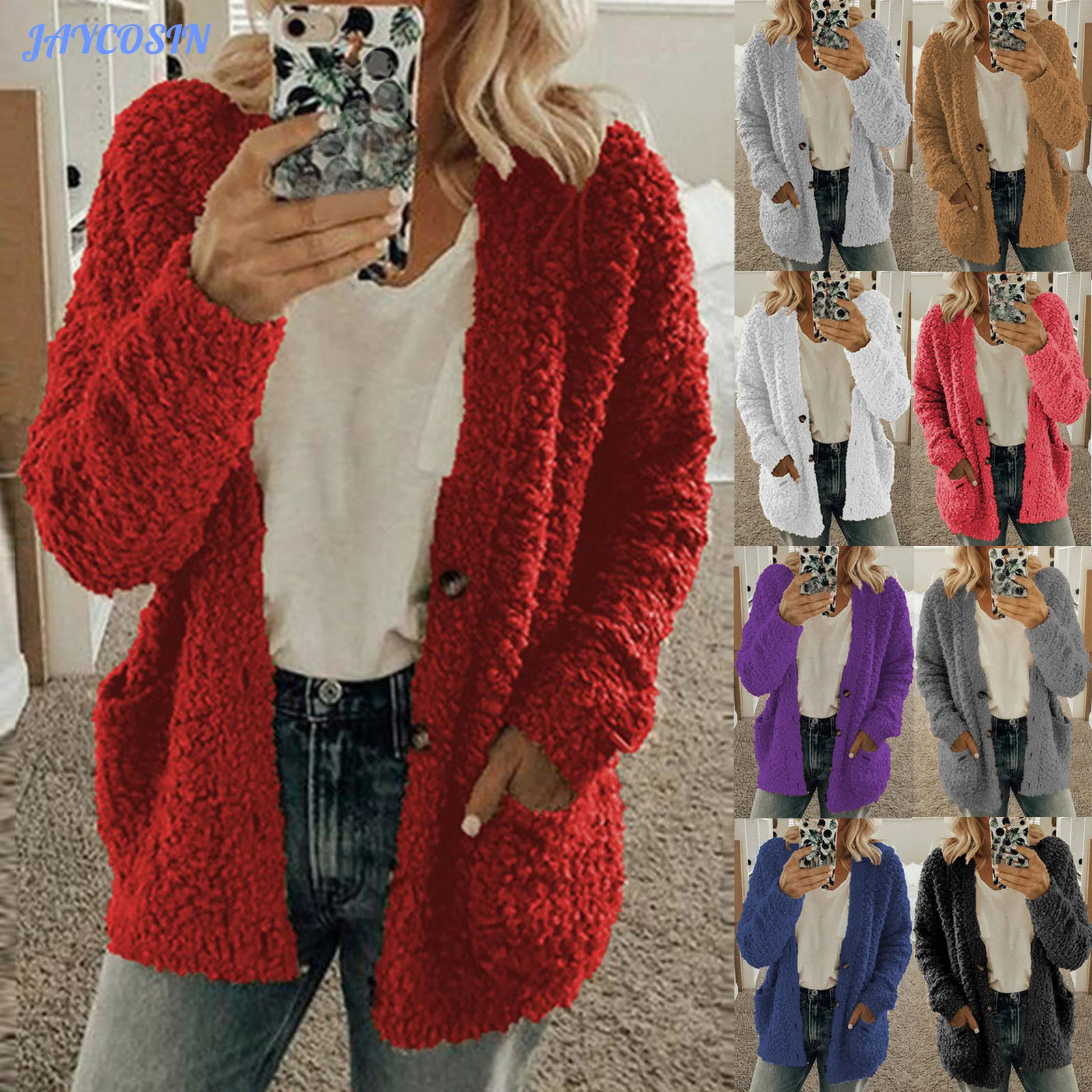 JAYCOSIN Женская куртка зимняя теплая с капюшоном пальто карманами повседневная