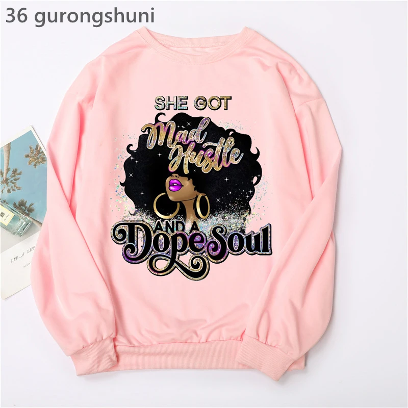 

vintage pink hoodies women african black girls sweatshirt women aesthetic clothes melanin poppin sudadera mujer streetwear