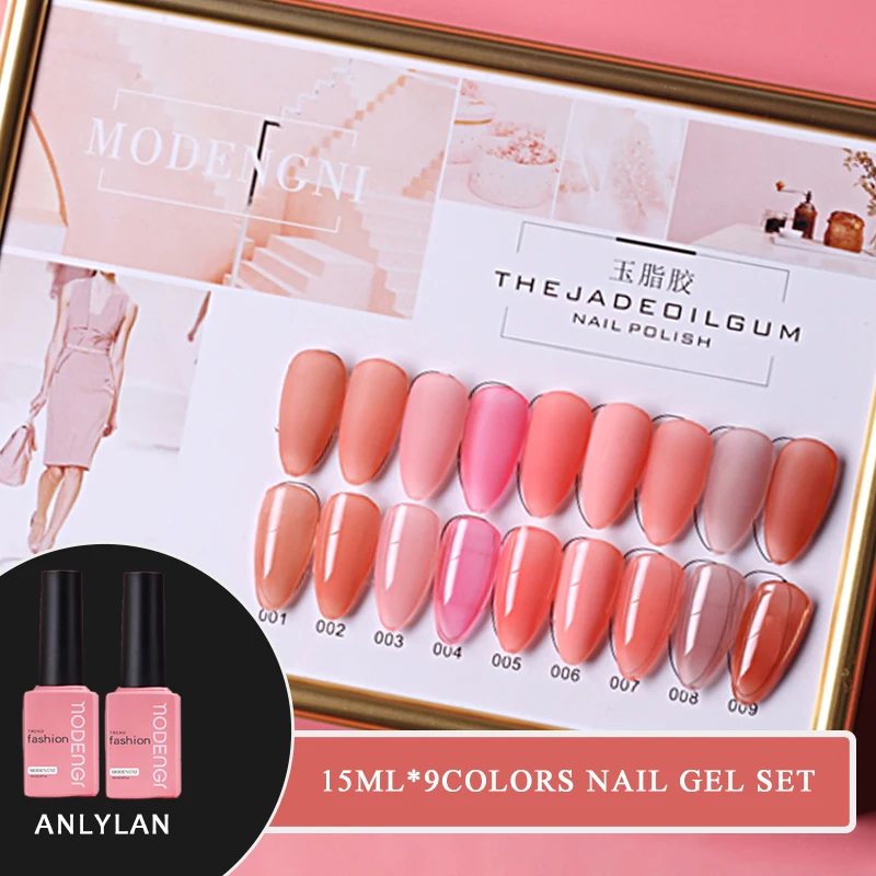 New Pink Gel Nail Polish Set 9 Color Series UV Lacquer Varnish For Art Desgin Manicure Top And Base Coat | Красота и здоровье