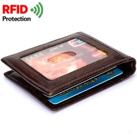mens rfid blocking pure cowhide wallet bi fold compact short wallets ultra thin large capacity card holder coin purses