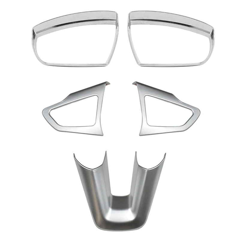 

Side Rear View Mirror Rain Eyebrow Sunny Visor Cover Trim with Steering Wheel Cover Trim for Ford Kuga Escape 2013-2017