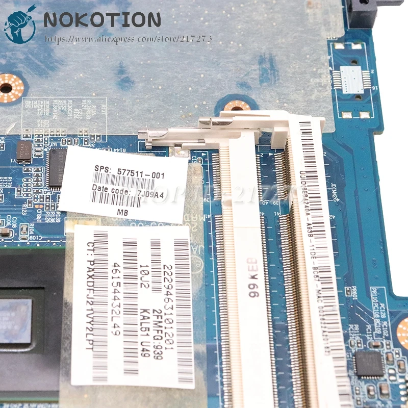 Материнская плата NOKOTION JAL50 LA-4101P 494035-001 для ноутбука HP Compaq CQ40 материнская GL40 DDR2