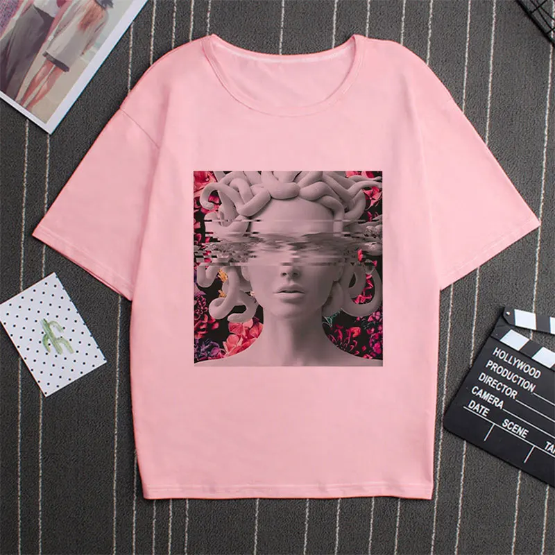 Poleras Mujer De Moda летняя футболка женская с принтом Медуза Vogue Harajuku футболка плюс размер Эстетическая Футболка Camiseta Mujer