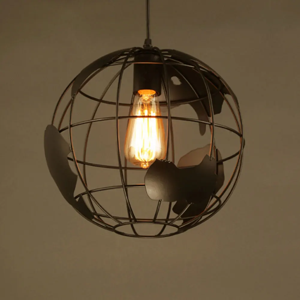 

Modern Nordic Pendant Lights Black Iron Retro Spherical Loft Cage Pyramid Pendant Lamp Kitchen Office Industrial Hanging Lamps
