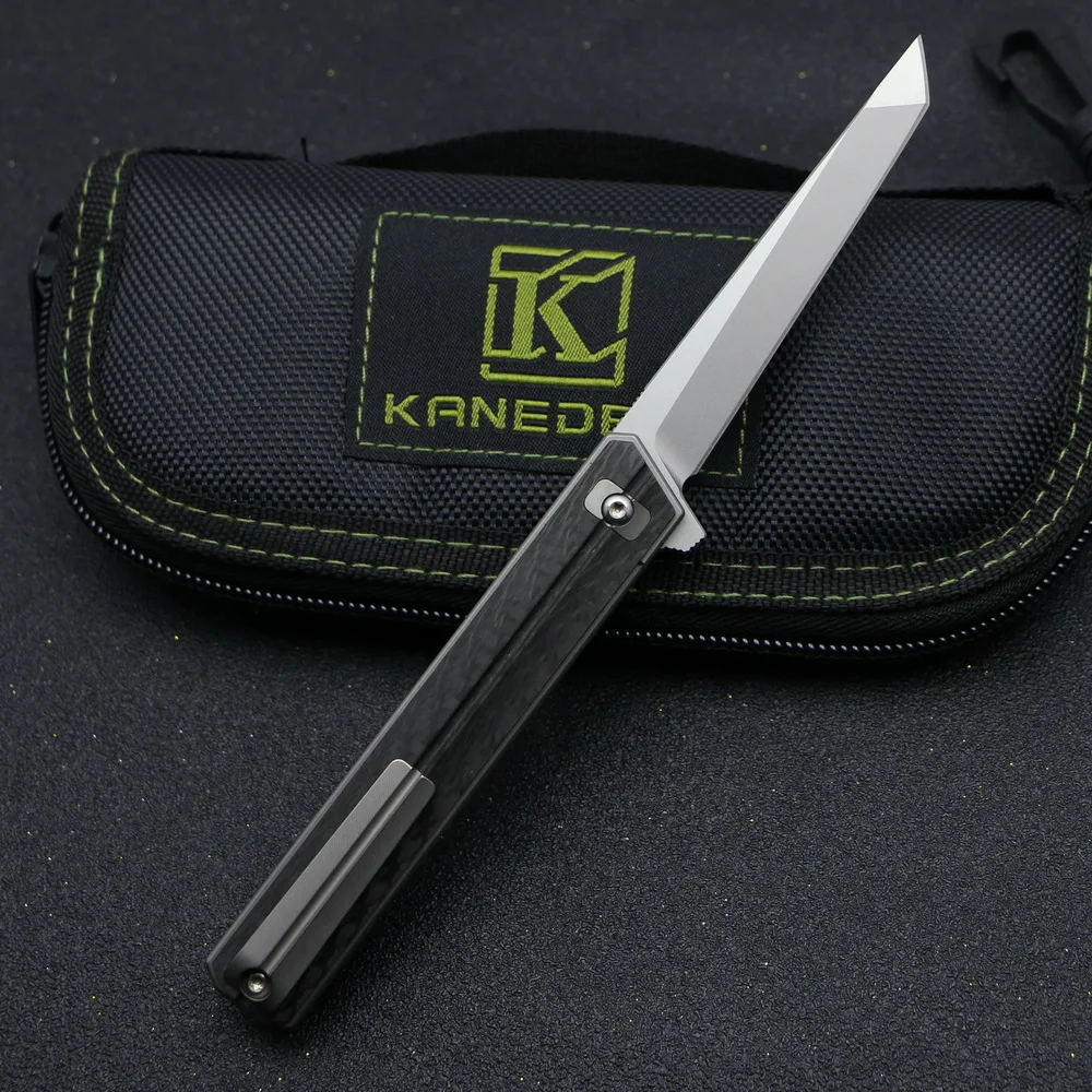 Складной нож Kanedeiia mini Qwaiken Flipper ручка из углеродного волокна лезвие D2 уличные