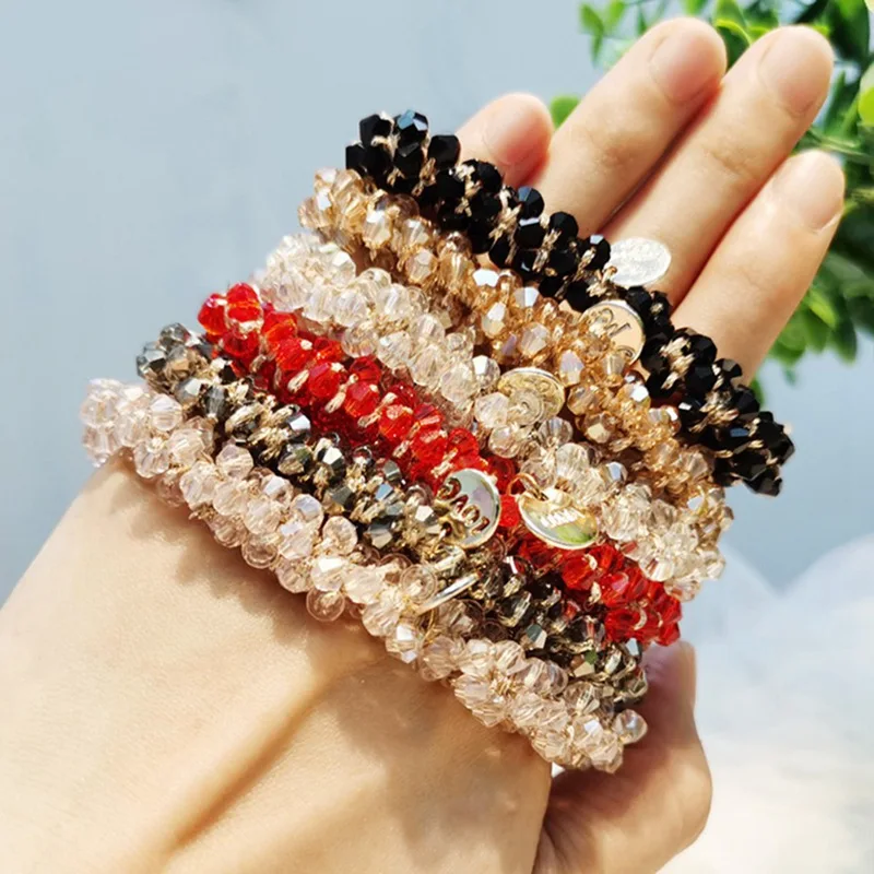 

Elegant Imitation Pearls Hair Rope Elastic Hair Bands For Women Rhinestone Ponytail Holder Pearl Crystal Hair Ring Accessories