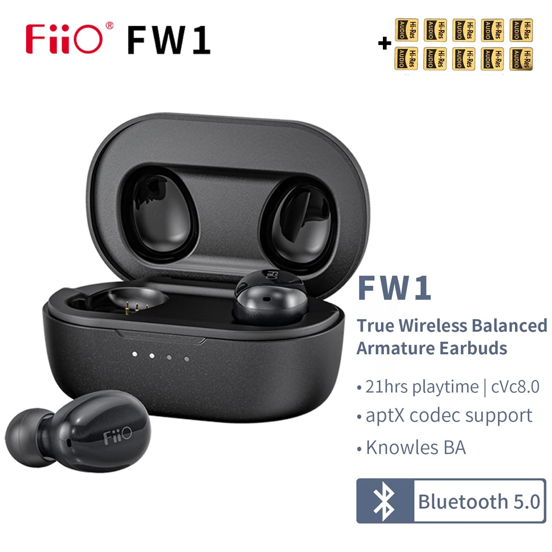 FiiO FW1 True Wireless HiFi наушники насосные басы TWS Bluetooth V5.0 с aptX 21 час воспроизведения |
