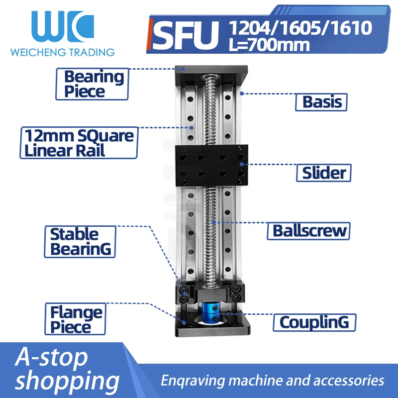 

Квадратная направляющая GX80, SFU1605/1204/1610, 700 мм, шарико-винтовая скользящая платформа, направляющая XYZ вала