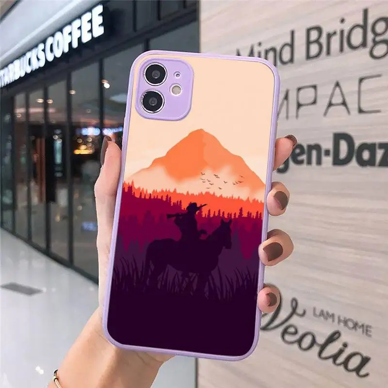 

game RDR2 Phone Case Matte transparent For Purple iPhone 12 Mini 11 Pro XR XS Max 7 8 Plus X Back Cover