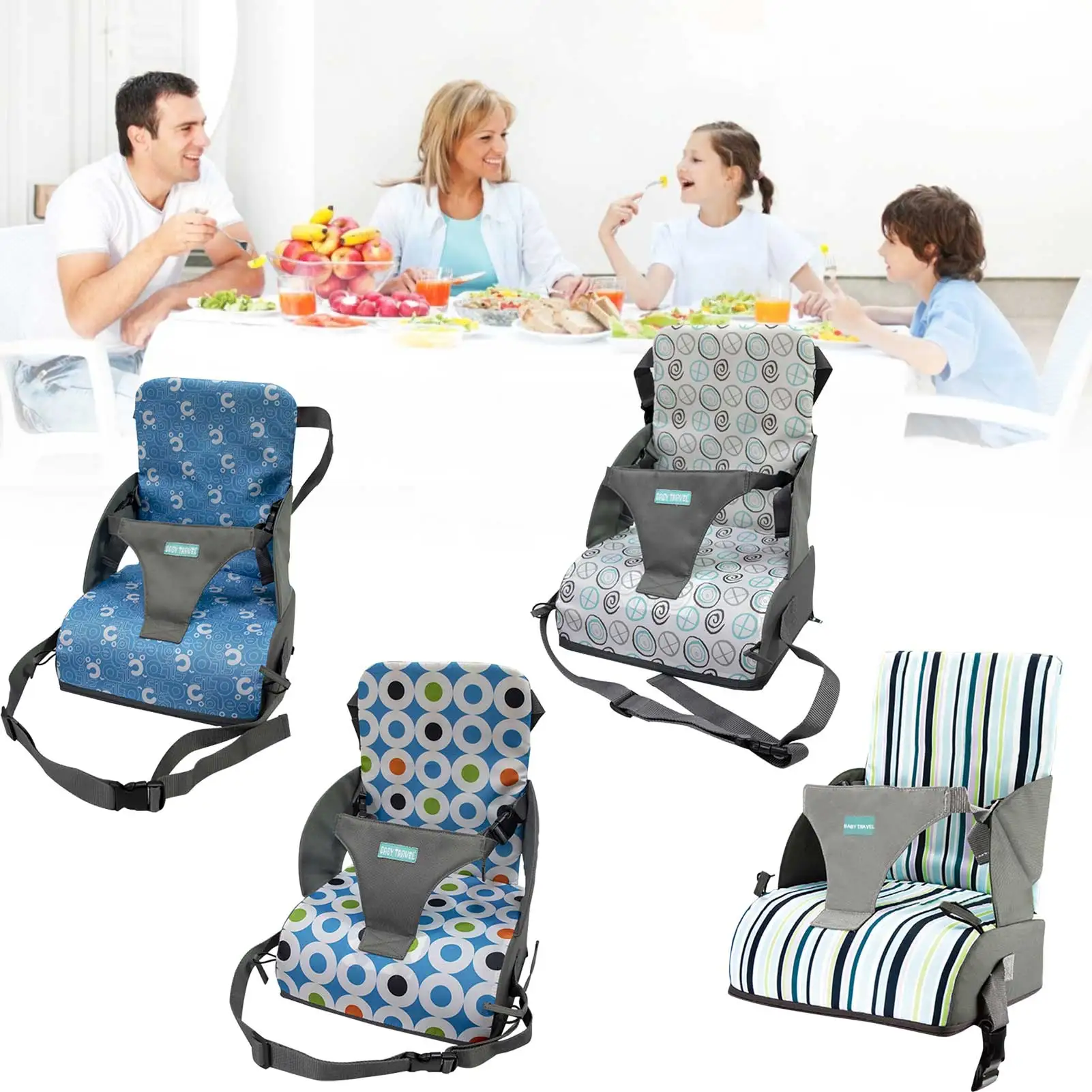 

6 Types Adjustable Children Increased Chair Pad Baby Furnitur Booster Seat Portable Kids Dining Cushion Pram Chair Pad Removable