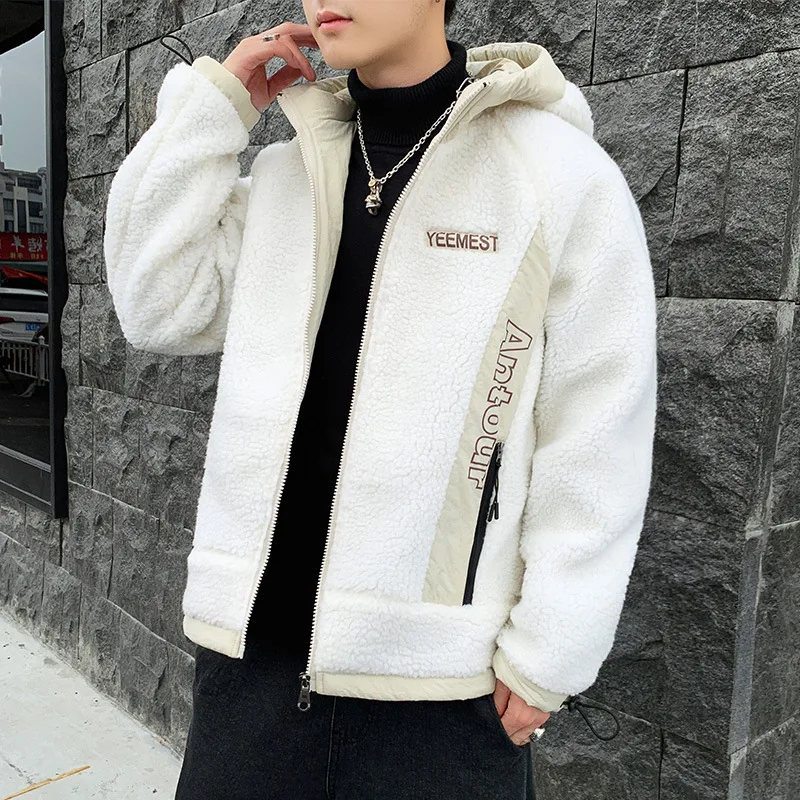 Красивая Хлопковая мужская зимняя одежда из овечьей шерсти свободная хлопковая