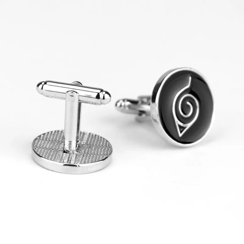 Аниме вокруг Косплей Наруто Узумаки деревянный лист Логотип Запонки одежда