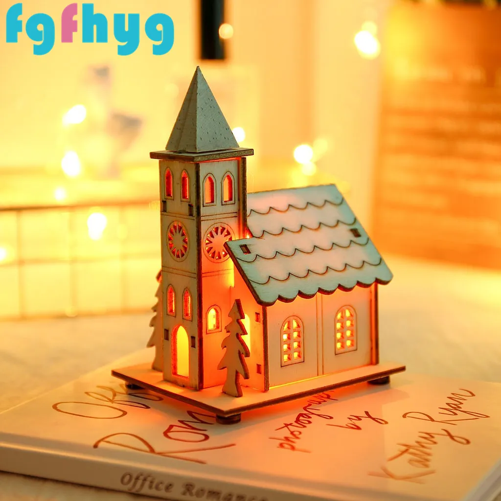 Рождественские игрушки 2019Top Хит маленький деревянный светодиодный домик
