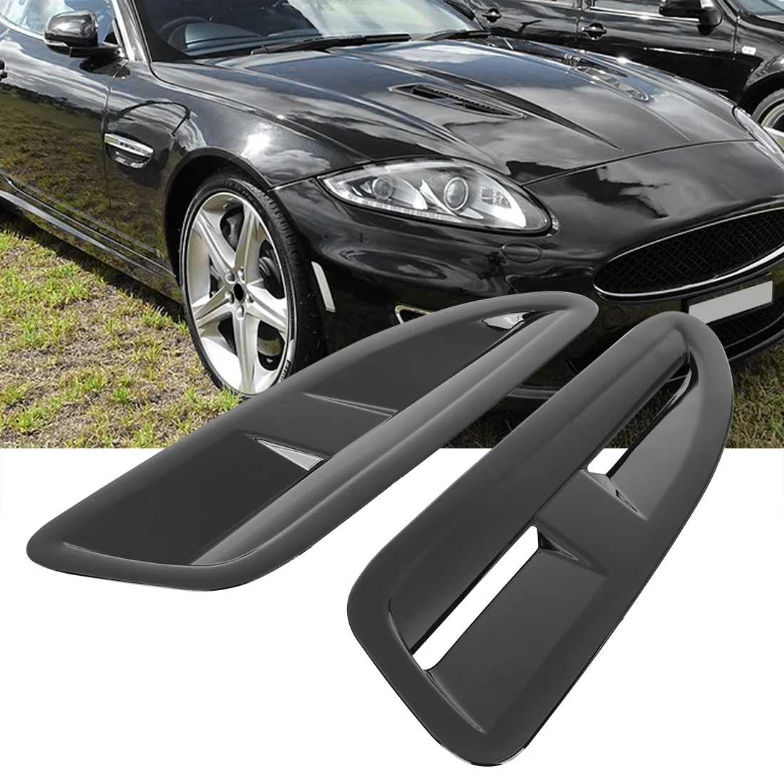 Uxcell A пара глянцевый черный Автомобильный Вент декоративный Впускной капот