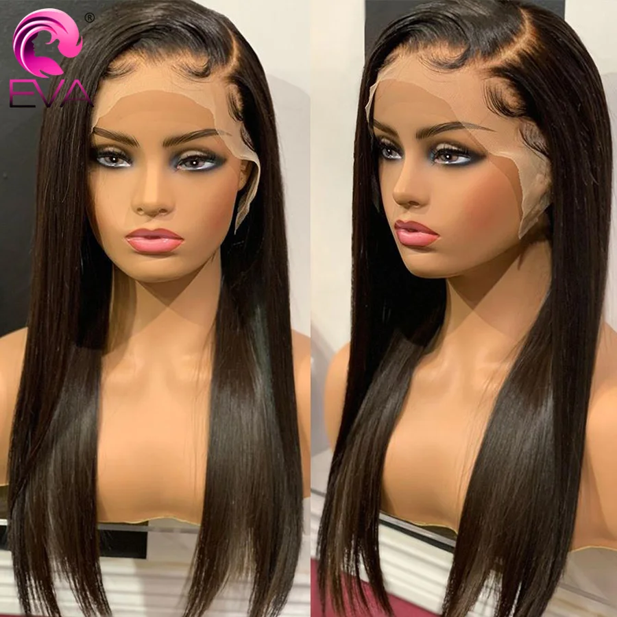 Парик из ЭВА 13x6 шелковистых прямых на сетке спереди предварительно выщипанные