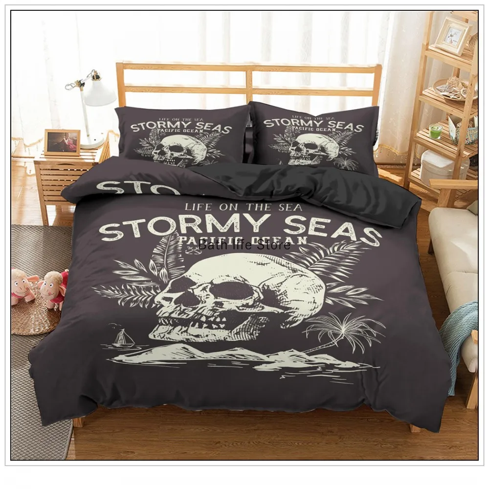 Комплект мягкого постельного белья в европейском стиле с рисунком черепа 3d