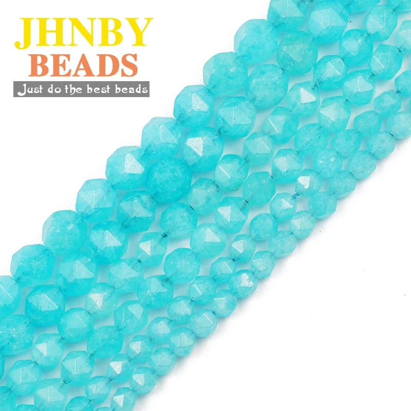 

JHNBY Faceted Round Amazonite Natural Stone 6/8/10MM spacers Loose beads for Jewelry making DIY bracelets necklace accessories