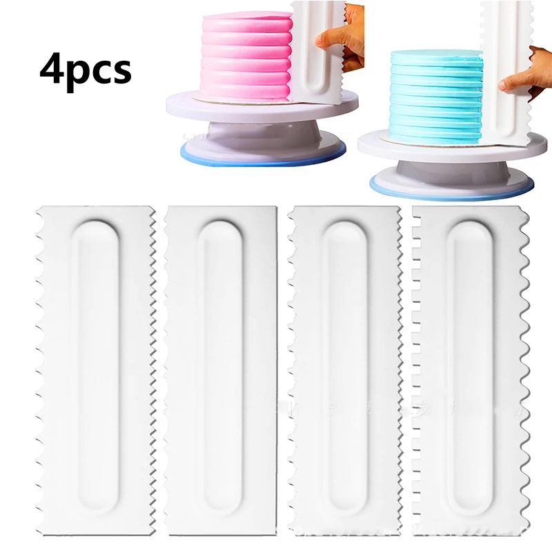 

4 шт./компл. торт скребок гладкой крем для украшения выпечки ГРЕБЕНКА для глазури украшения торта гребень шпатели для мастики формы для выпе...