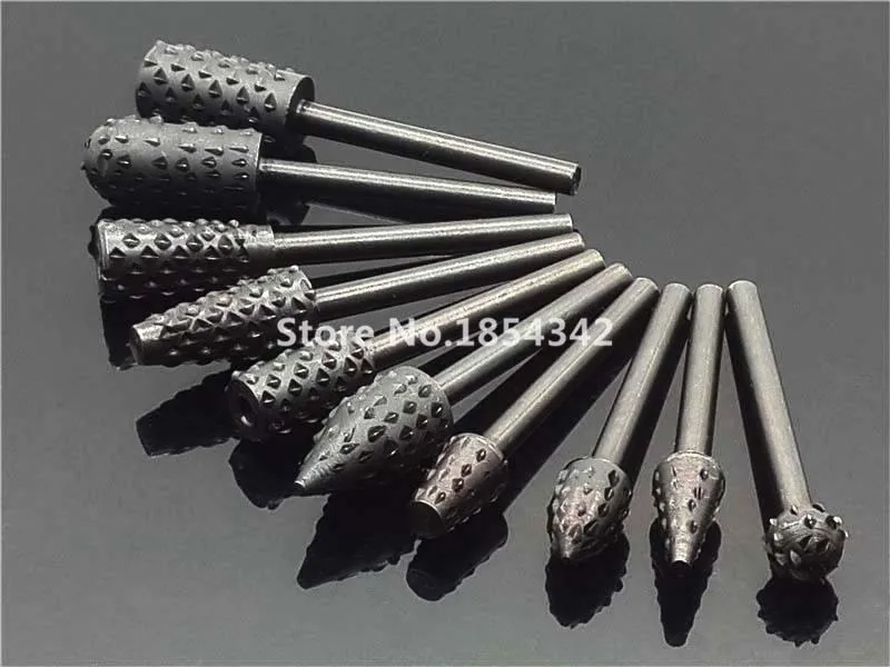 10 шт. набор вращающихся Rasp файлов 3 мм Burr биты для сверла деревообработки HSS