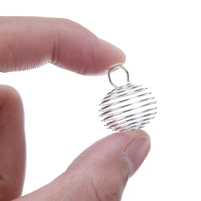 10pcs Silver Plated DIY Necklaces Pendants Simple Spiral Bead Cages Pendant Vintage Necklace Jewellery Findings 25mm | Украшения и