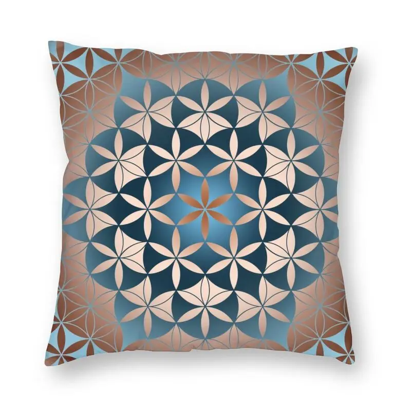 

Flower Of Life Mandala Pattern Throw Pillow Covers Living Room Decor Kawaii Sacred Geometry Cushions for Sofa Square Pillowcase