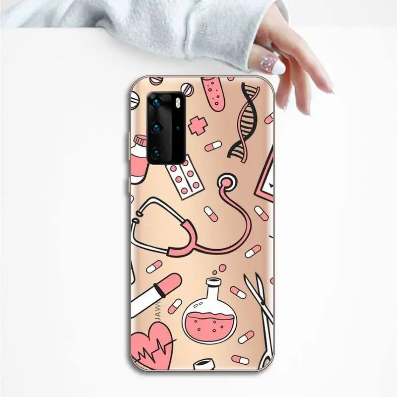 

Cute cartoon Medicine Doctor Nurse Phone Case Transparent for Huawei P honor 8 10i 20 30 40 smart 2019