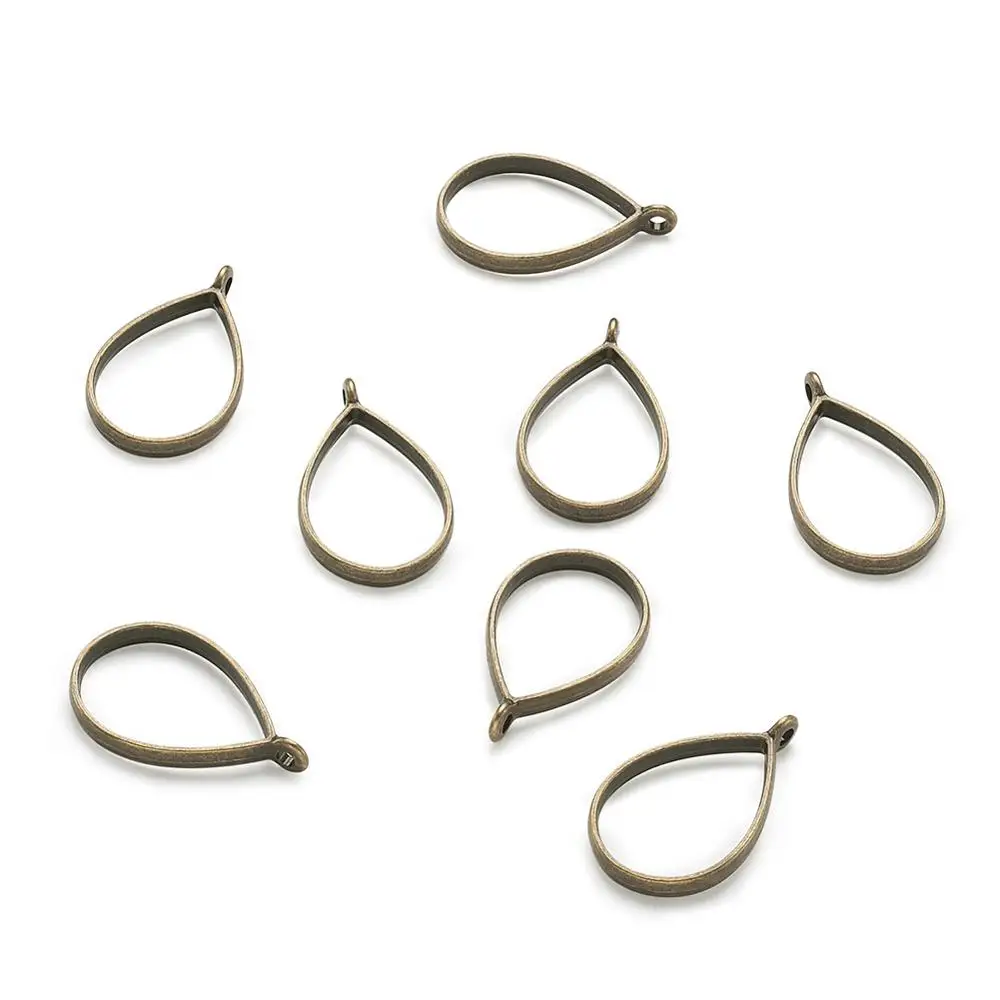 

Rack Plating Alloy Drop Open Back Bezel Pendants, For DIY Epoxy Resin, Pressed Flower Jewelry, Antique Bronze, 33.9x20.5x3.8mm,