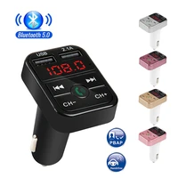 new car bluetooth 5 0 fm transmitter wireless handsfree audio receiver auto mp3 player 5v 3 11a dual usb fast charger