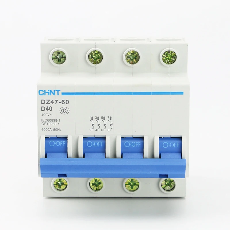 

CHINT DZ47-60 4P AC 230/400V breaker D1 2 3 4 5 6 10 15 16 20 25 32 40 50 60A type D Heavy equipment air switch