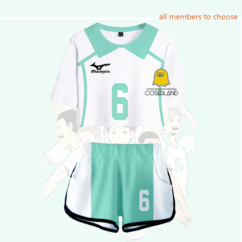 

Haikyuu Aobajohsai/Летний маскарадный костюм для девочек; Toru Oikawa; Волейбольный костюм из джерси; Hajime Iwaizumi; Костюм Группы поддержки; Комплект футболок