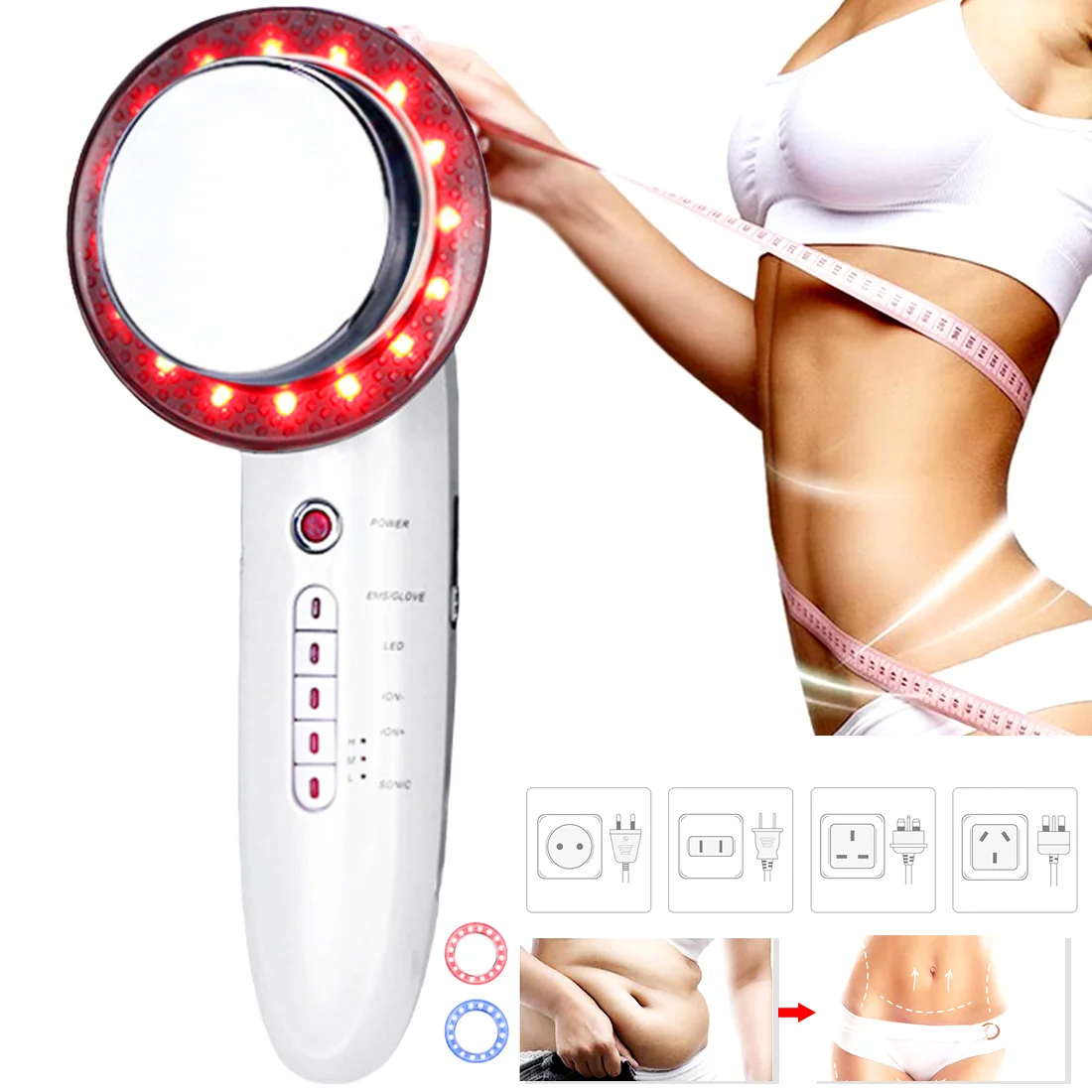 Beste 6 In 1 Lichaam Afslanken Stimulator Ultrasone Led Cavitatie Galvanische Ultrasound Infrarood