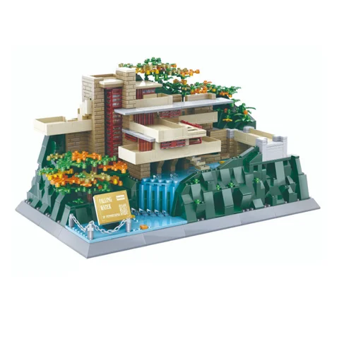 Wange 5232 архитектурная серия, Модель виллы Fallingwater, набор строительных блоков, классические идеи MOC House, обучающие игрушки