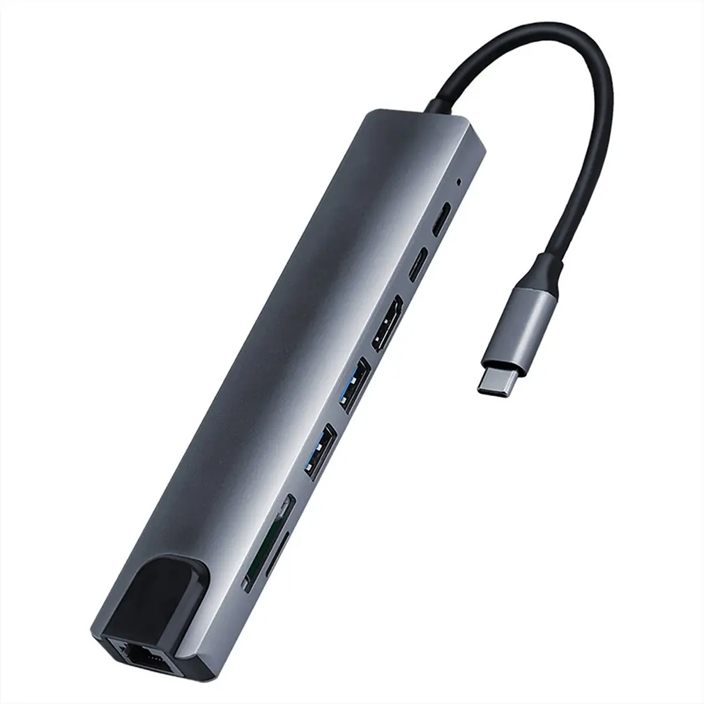 

8 в 1 4K многопортовый Тип C для фотоинтерфейса HDMI-совместимый адаптер USB 3,0 кабельный концентратор для портов Macbook Aux адаптер быстрая скорость