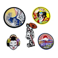 1pcs japanese style patch mount fuji embroidery applique iron on transfers for clothing decoration diy apparel sewing supplies