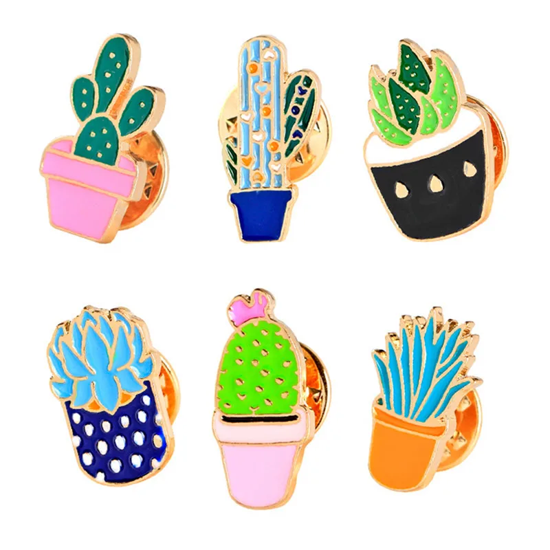 6 шт./Партия Красочные Мультяшные Броши суккуленты растения кактус для одежды