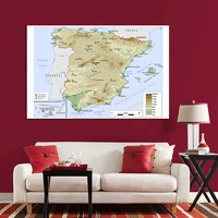 the spain map in english topographic poster and prints non woven canvas painting wall art pictures class room office home decor