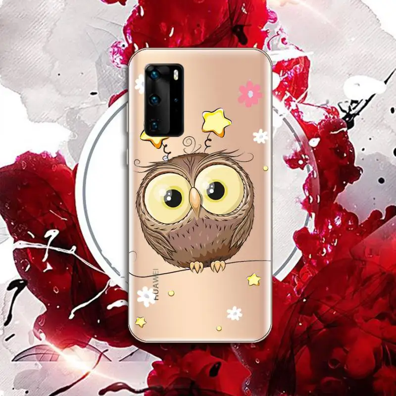 

Lovely Animal Owl Phone Case Transparent for Huawei P honor 8 10i 20 30 40 smart 2019