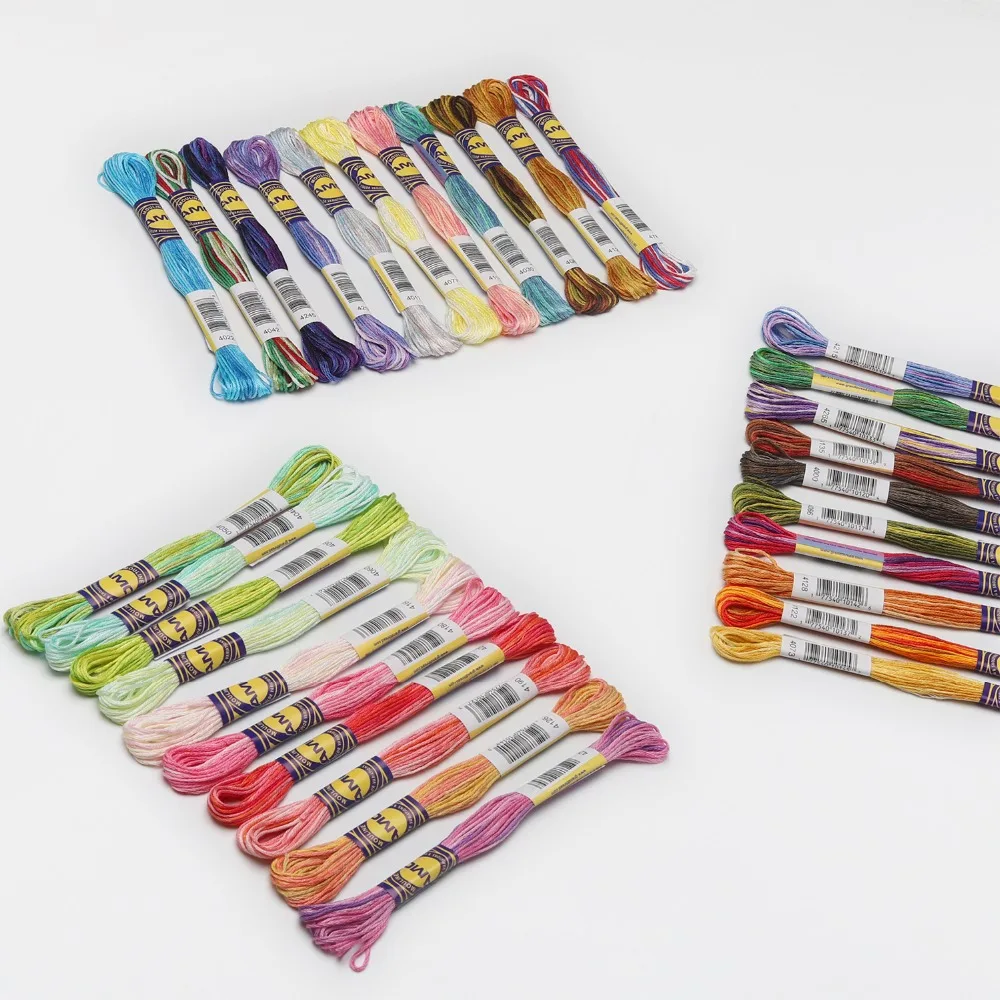 Мм разноцветная хлопковая вышивка нити 6 прядей 8 метров в перекосе Цветовая