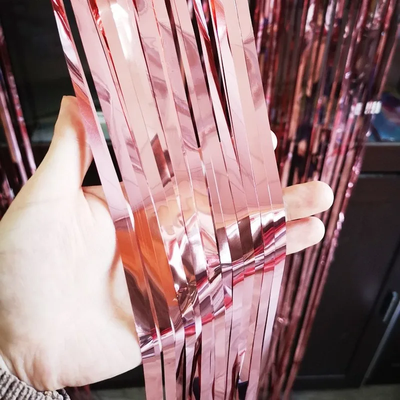 

2m*1m Metal Foil Shiny Rain Curtain for Birthday Party Wedding Decoration Photography Backdrop Curtain Photo Props Baby Shower