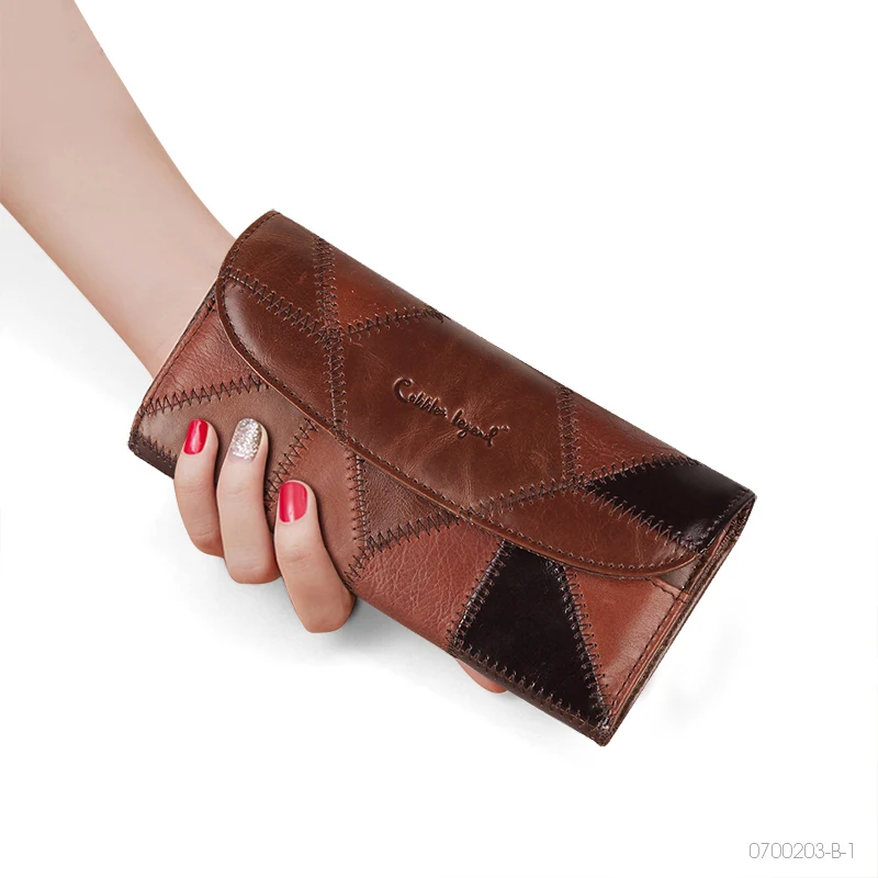 

Cobbler Legend New Women Wallet Genuine Leather Purse Cowhide Lady Vintage Long Thin Wallets Handmade Card Holder Purse