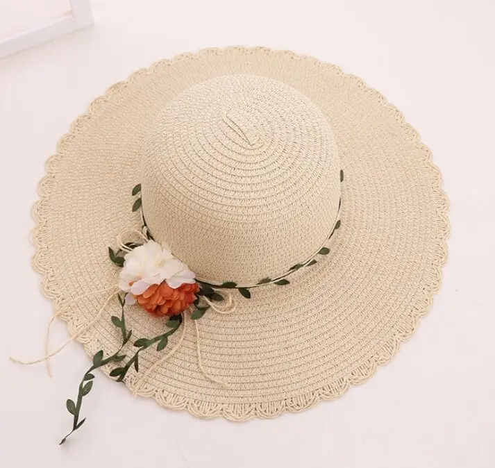 DONGYUN012 Summer flower ribbon straw hat Lady adjustable Large wide brim Sun Holiday female visor cap gorras | Аксессуары для