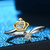 luxury two tone womens crown adjustable size ring womens crown shape jewelry king ring attending banquet womens jewelry
