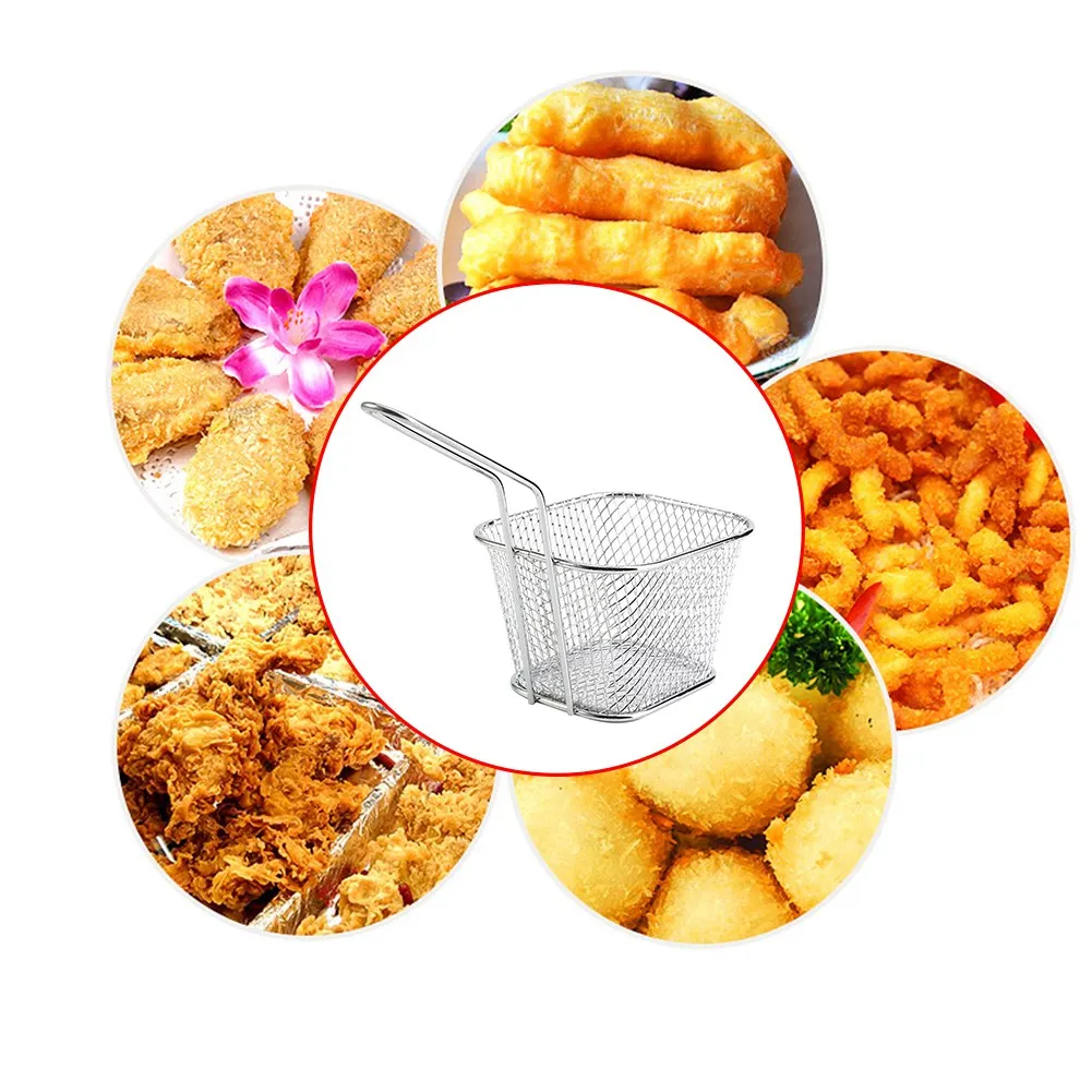 

8Pcs Mini Stainless Steel Chips Deep Fry Baskets Food Presentation Strainer Potato Cooking Tool Chef Basket Colander Tool