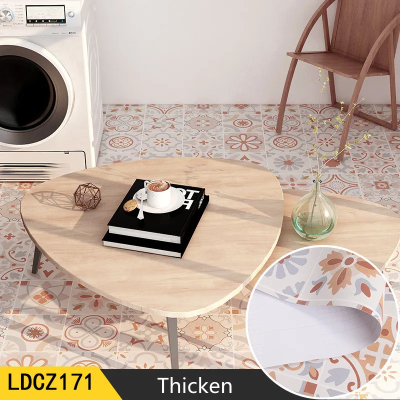 thickened self adhesive kitchen waterproof and oil proof stickers bathroom cabinet floor non slip stickers flooring vinyl pvc free global shipping