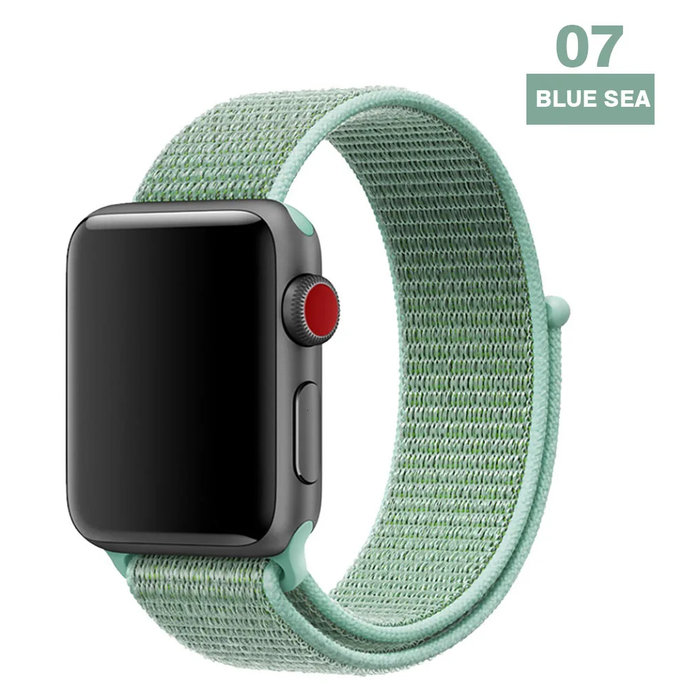 Спортивный ремешок для Apple Watch 42 мм 38 мм ремешок для часов 4 44 мм 40 мм Iwatch Серия 3 2 1 нейлоновый браслет дышащие аксессуары - Цвет ремешка: Marine green