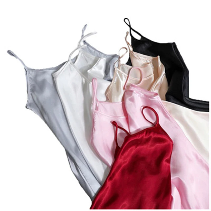 

Plus Size Female Satin Nightgown Ladies Sexy Spaghetti Strap Night Dress Women Nightie Sleeveless Oversize Sleepwear Nightwear