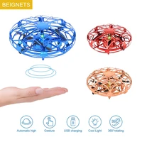 mini ufo drone rc helicopter aircraft toy quadcopter infrared hand sensing interactive flying saucer rc toys golden red blue