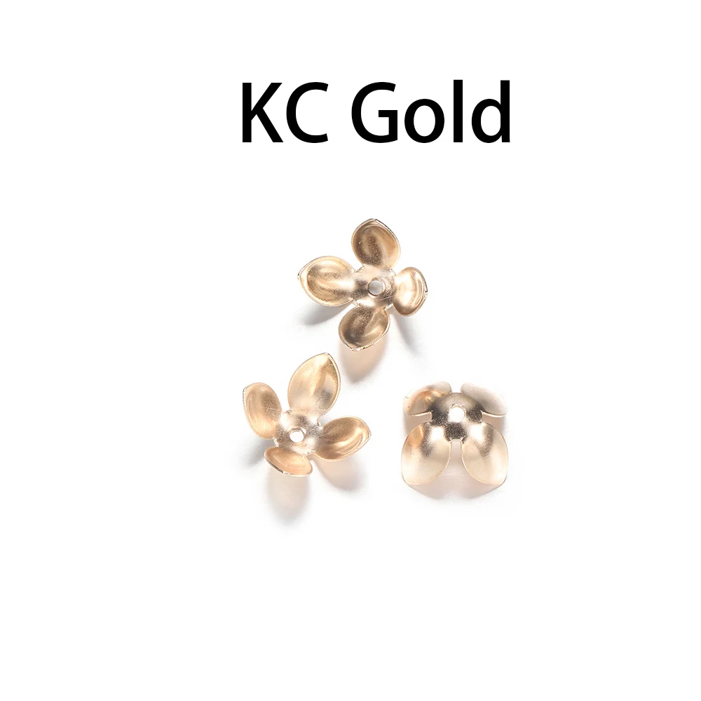 KC Gold 50 шт./лот, железные, серебристые, позолоченные бусины, колпачки s, Цветочная фурнитура, лепестки, бусины, Подвески для изготовления ювелирных изделий - Цвет: KC Gold
