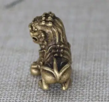 Китай 100% чистый Бронзовый Foo Dog Beast Aniaml Lion Play Ball амулет скульптура | Дом и сад
