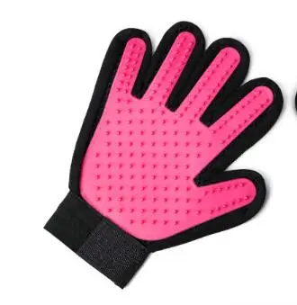 Rose red Left Pet Cat поводок-перчатка для собак Deshedding Щетка перчатка сенсорный мягкий Кот товары для красоты массаж спины мех мытье гребень щетка для чистки - Цвет: Rose red Left